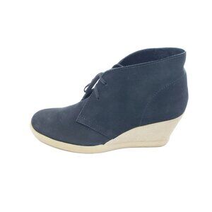 J.Crew MacAlister Suede Wedge Bootie Black Lace Up Womens Size 9